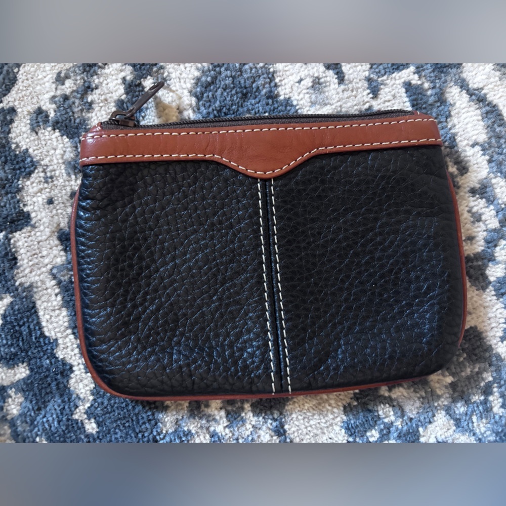 Dooney & Bourke Leather Satchel and Coin Purse Black Brown Trim Gold Hardware - Picture 4 of 11